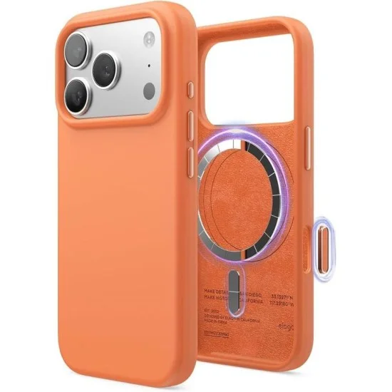 Elago iPhone 17 Pro Max Magnetic Silicone Case (Camera Control Key Included) _ Orange